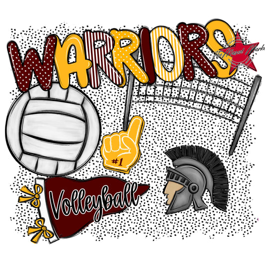 Warriors Volleyball Spirit-Maroon & Yellow