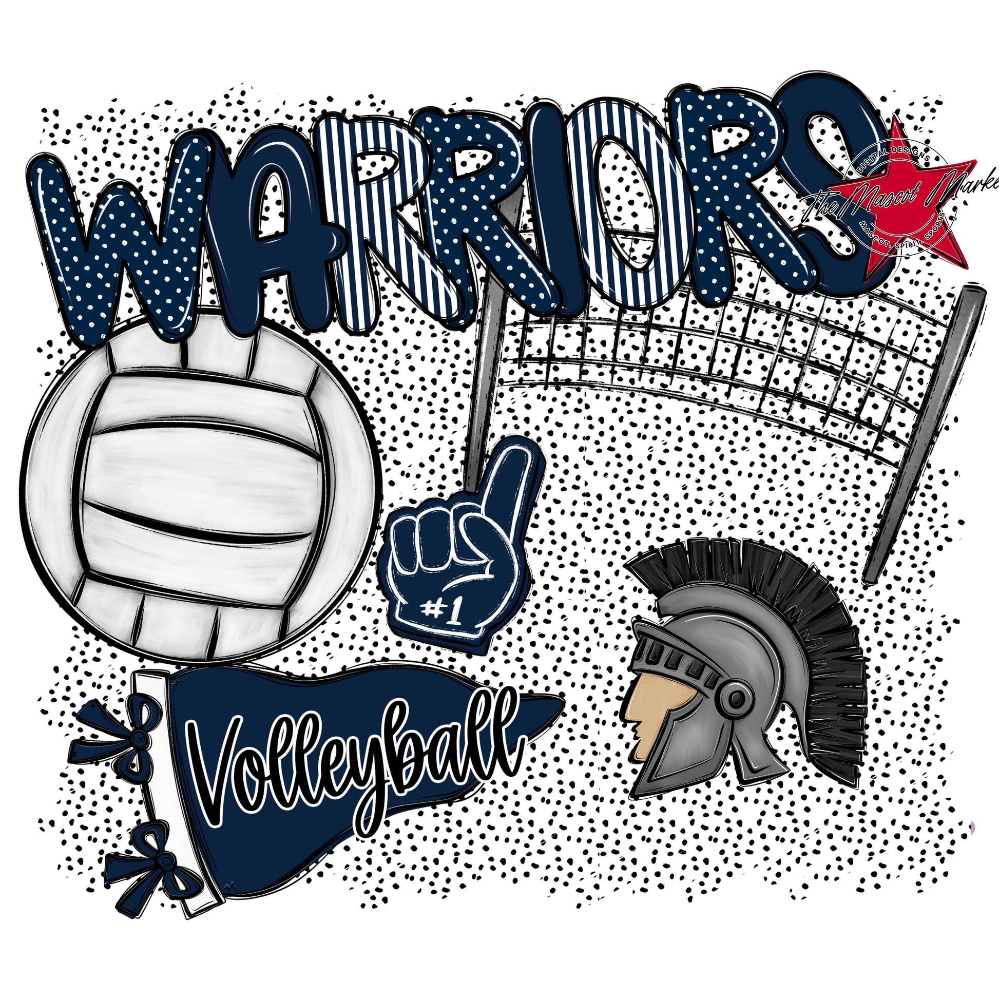 Warriors Volleyball Spirit-Navy
