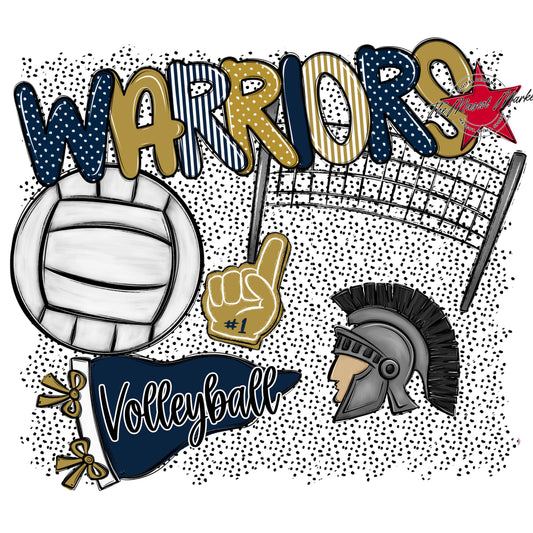 Warriors Volleyball Spirit-Navy & Gold
