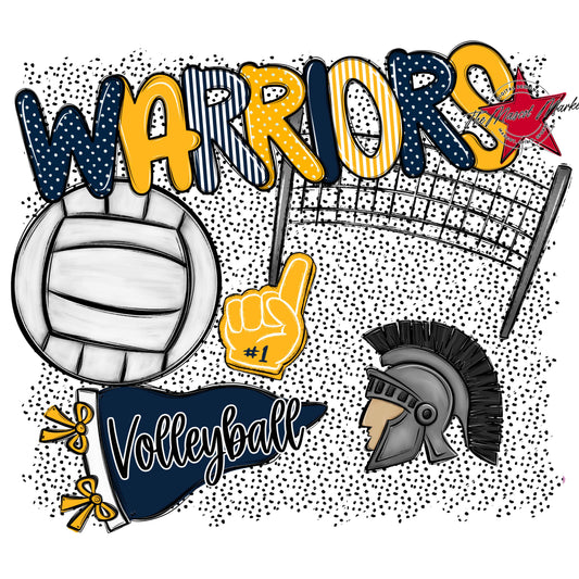 Warriors Volleyball Spirit-Navy & Yellow