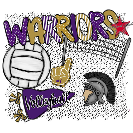 Warriors Volleyball Spirit-Purple & Gold