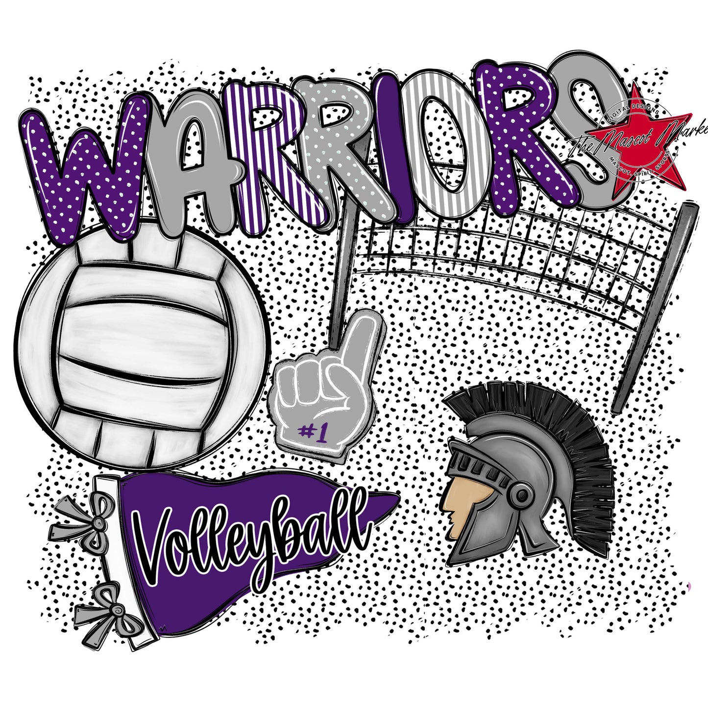Warriors Volleyball Spirit-Purple & Grey