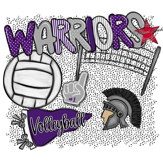 Warriors Volleyball Spirit-Purple & Grey