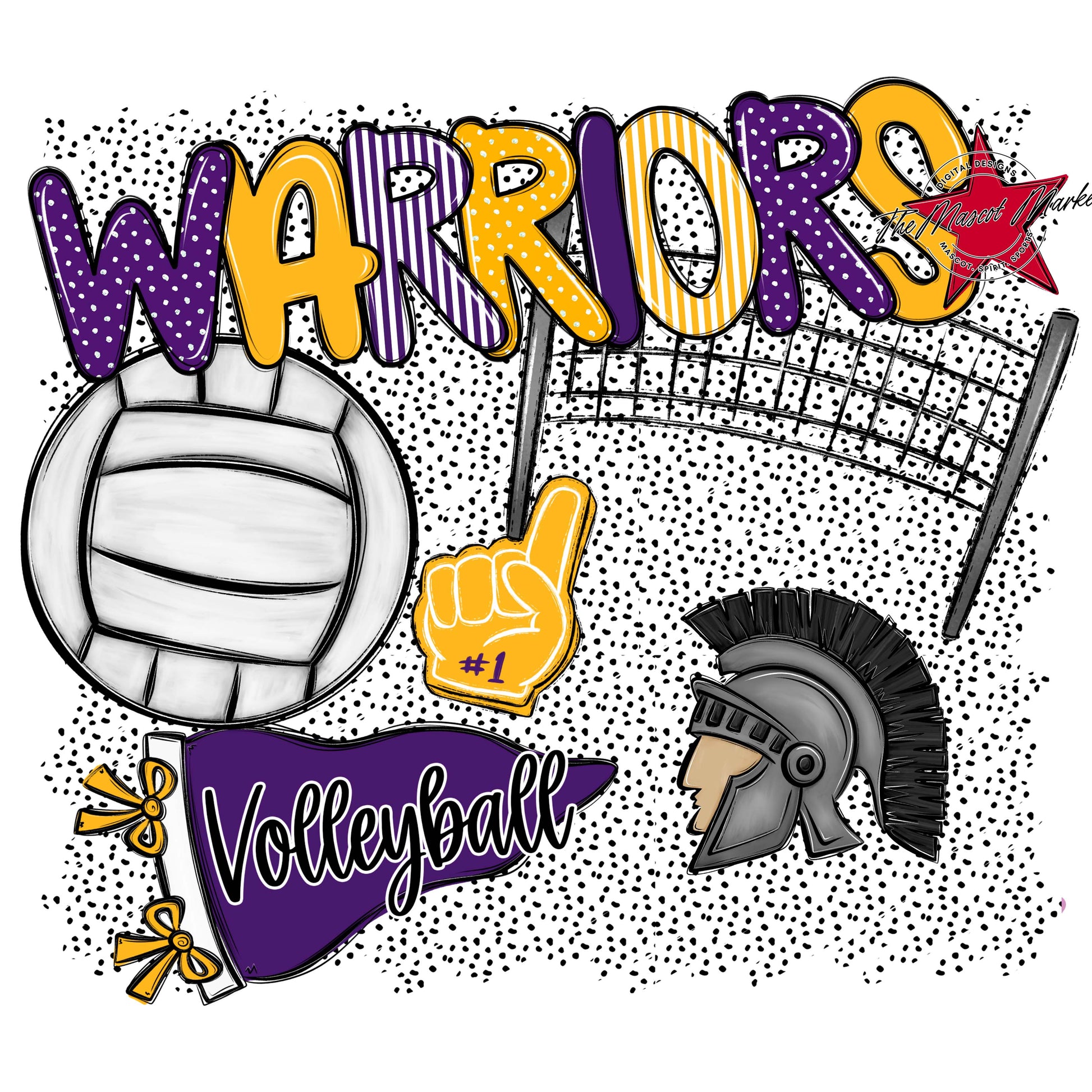 Warriors Volleyball Spirit-Purple & Yellow