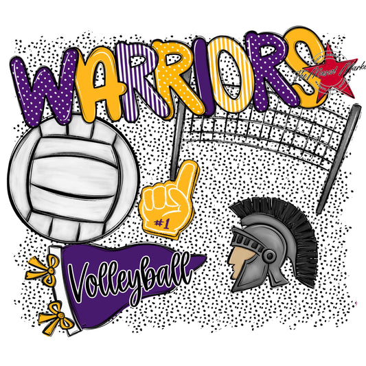 Warriors Volleyball Spirit-Purple & Yellow