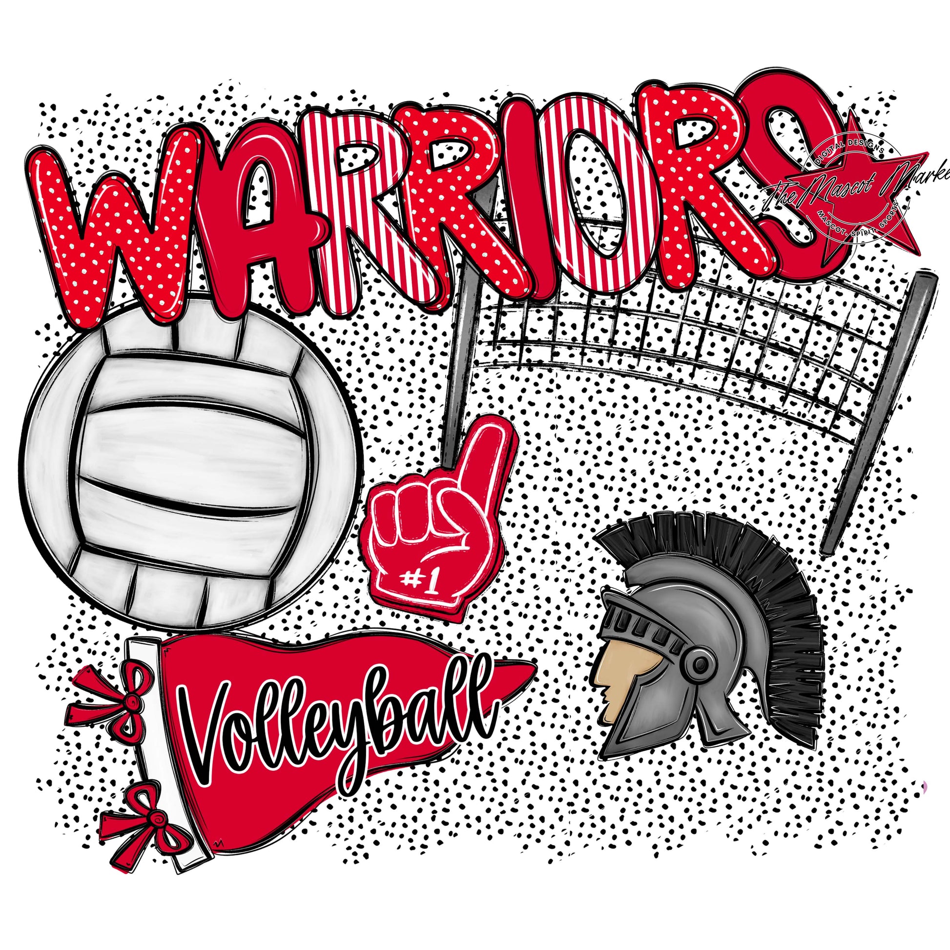 Warriors Volleyball Spirit-Red