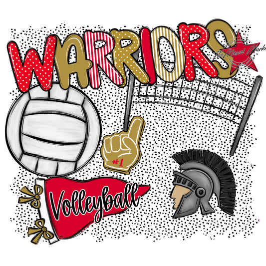 Warriors Volleyball Spirit-Red & Gold