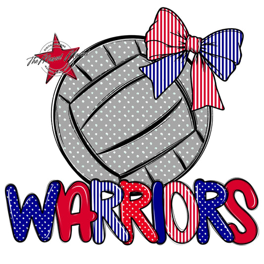 Warriors Volleyball Spirit Design-Blue & Red