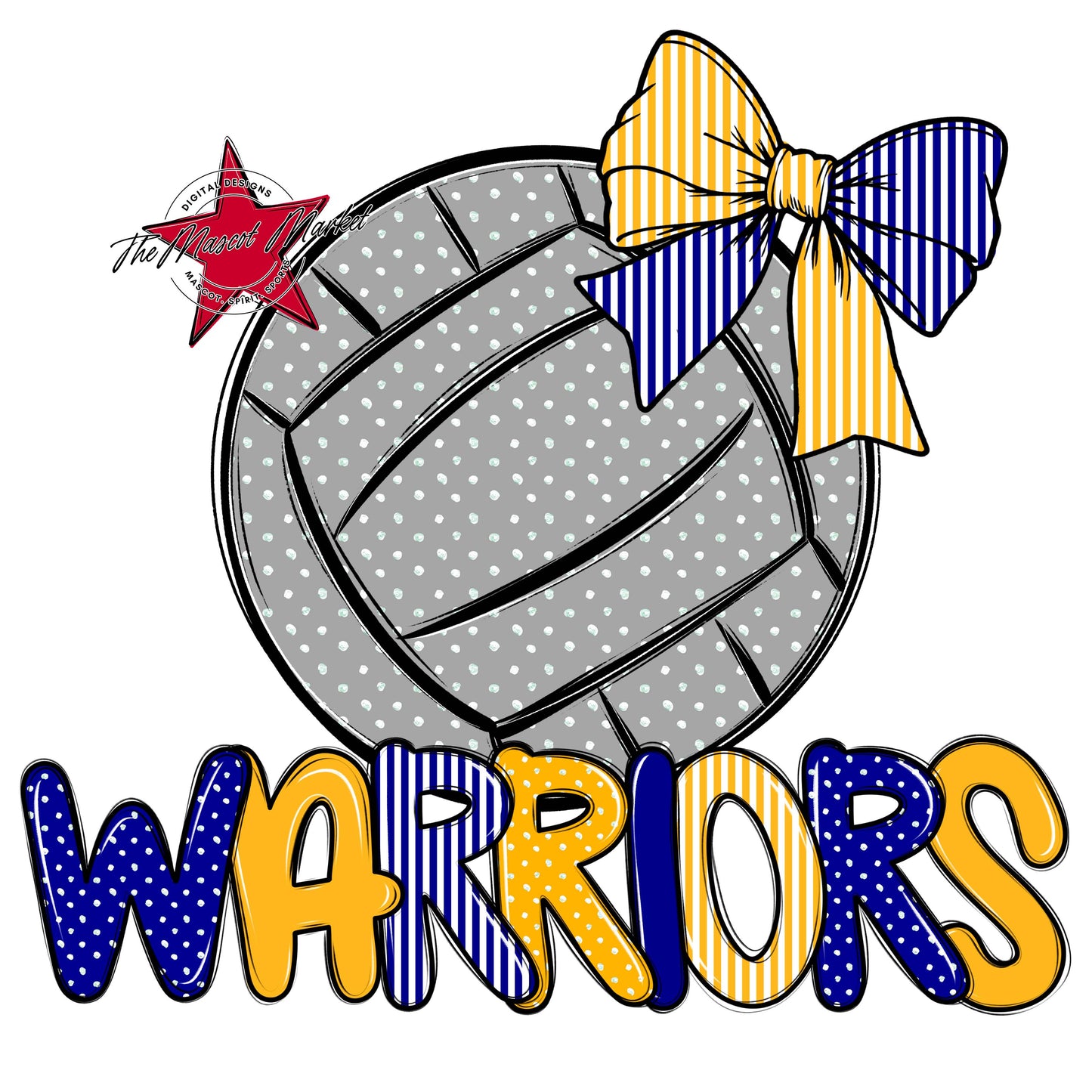 Warriors Volleyball Spirit Design-Blue & Yellow