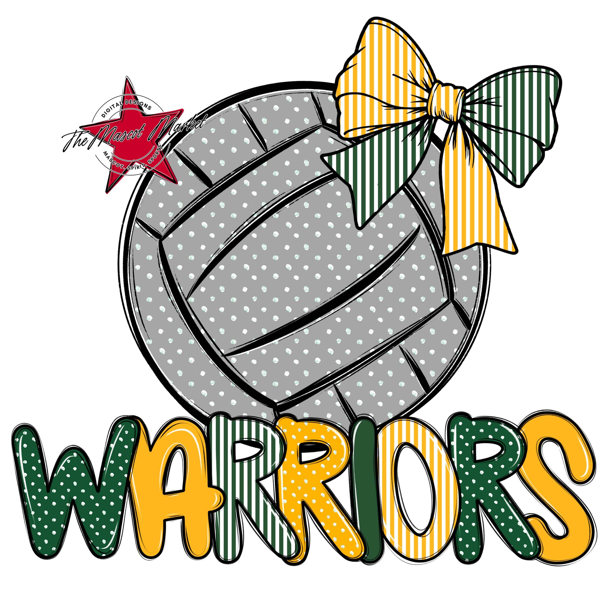 Warriors Volleyball Spirit Design-Green & Yellow