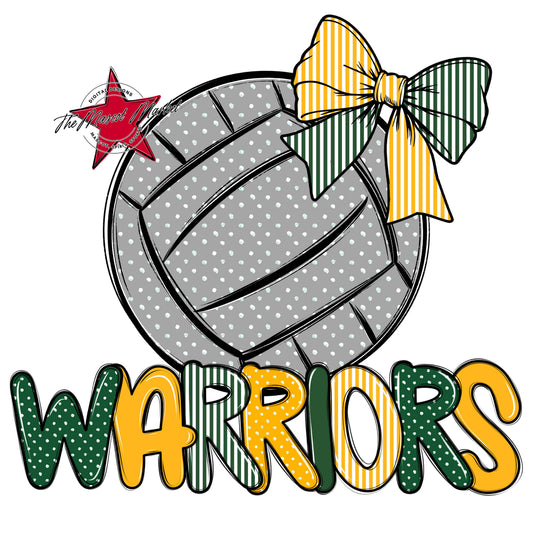 Warriors Volleyball Spirit Design-Green & Yellow