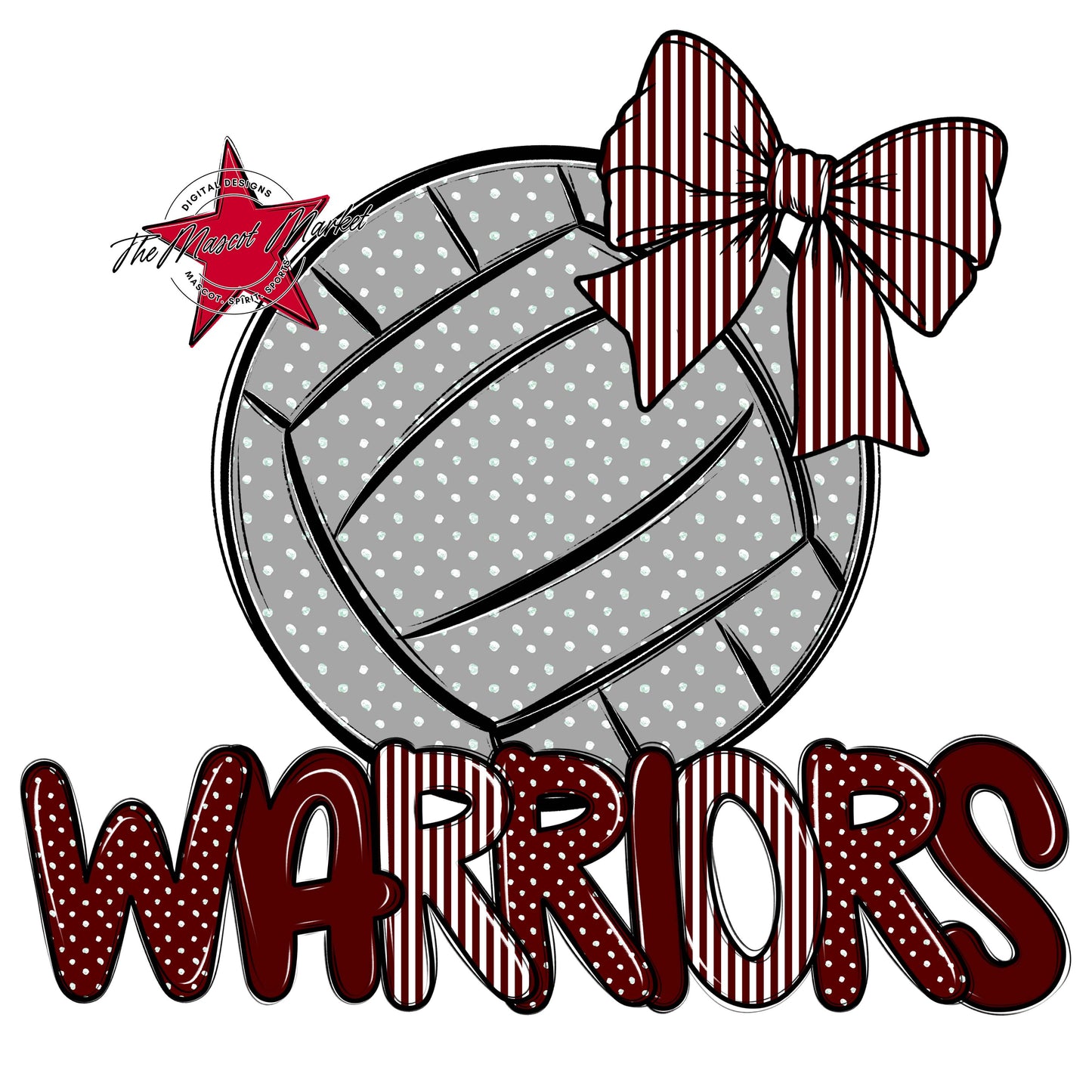 Warriors Volleyball Spirit Design-Maroon