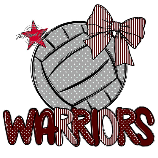 Warriors Volleyball Spirit Design-Maroon