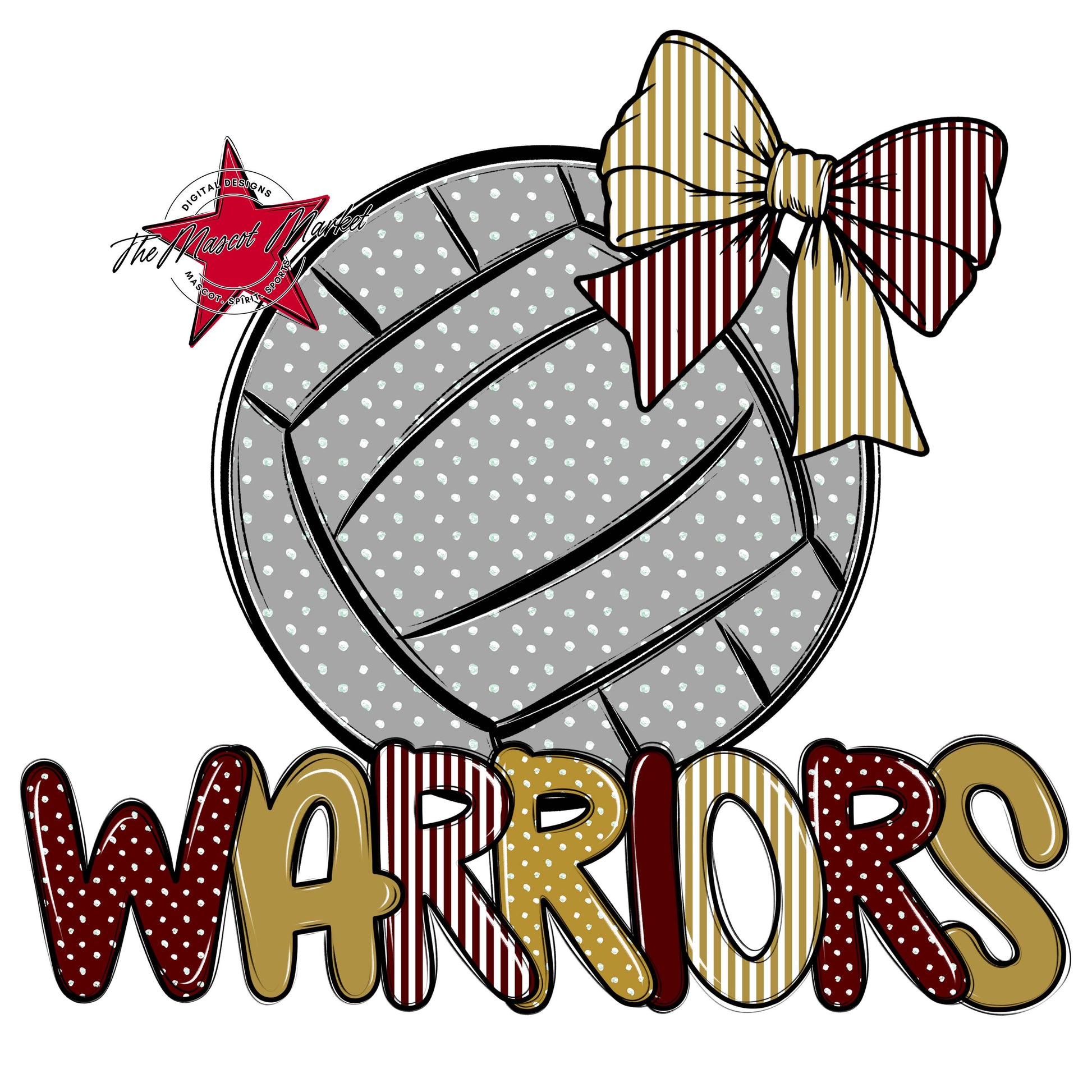 Warriors Volleyball Spirit Design-Maroon & Gold