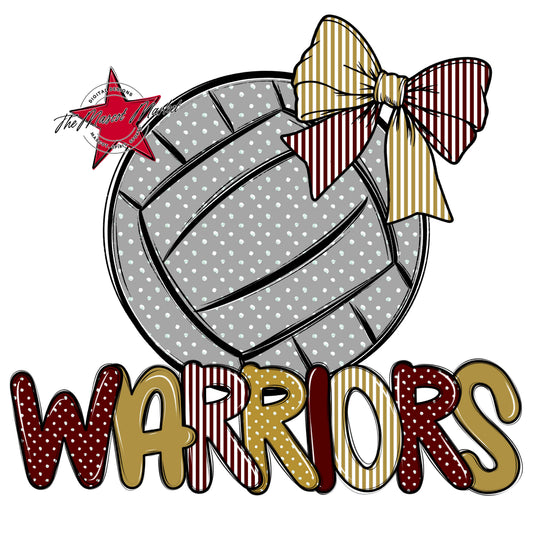 Warriors Volleyball Spirit Design-Maroon & Gold