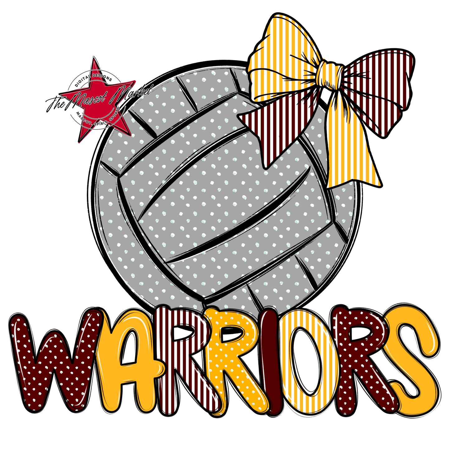 Warriors Volleyball Spirit Design-Maroon & Yellow