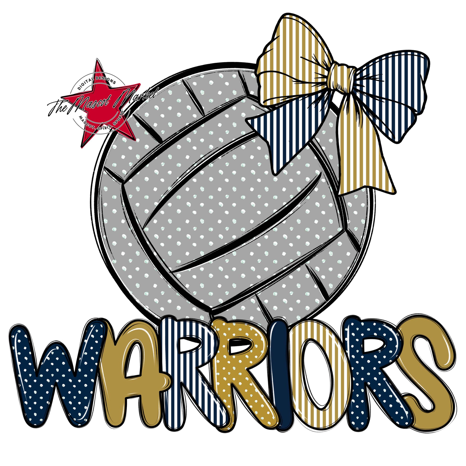Warriors Volleyball Spirit Design-Navy & Gold