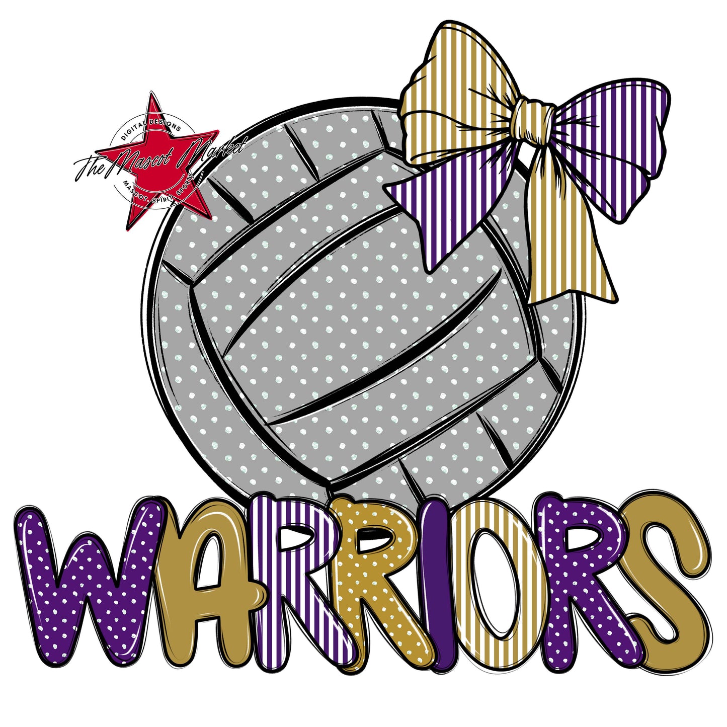 Warriors Volleyball Spirit Design-Purple & Gold