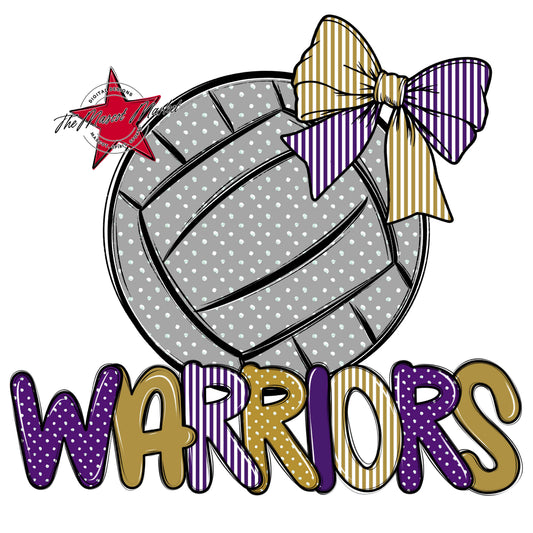 Warriors Volleyball Spirit Design-Purple & Gold