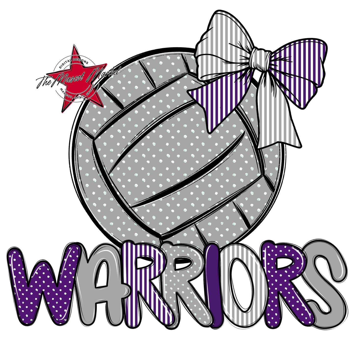 Warriors Volleyball Spirit Design-Purple & Grey