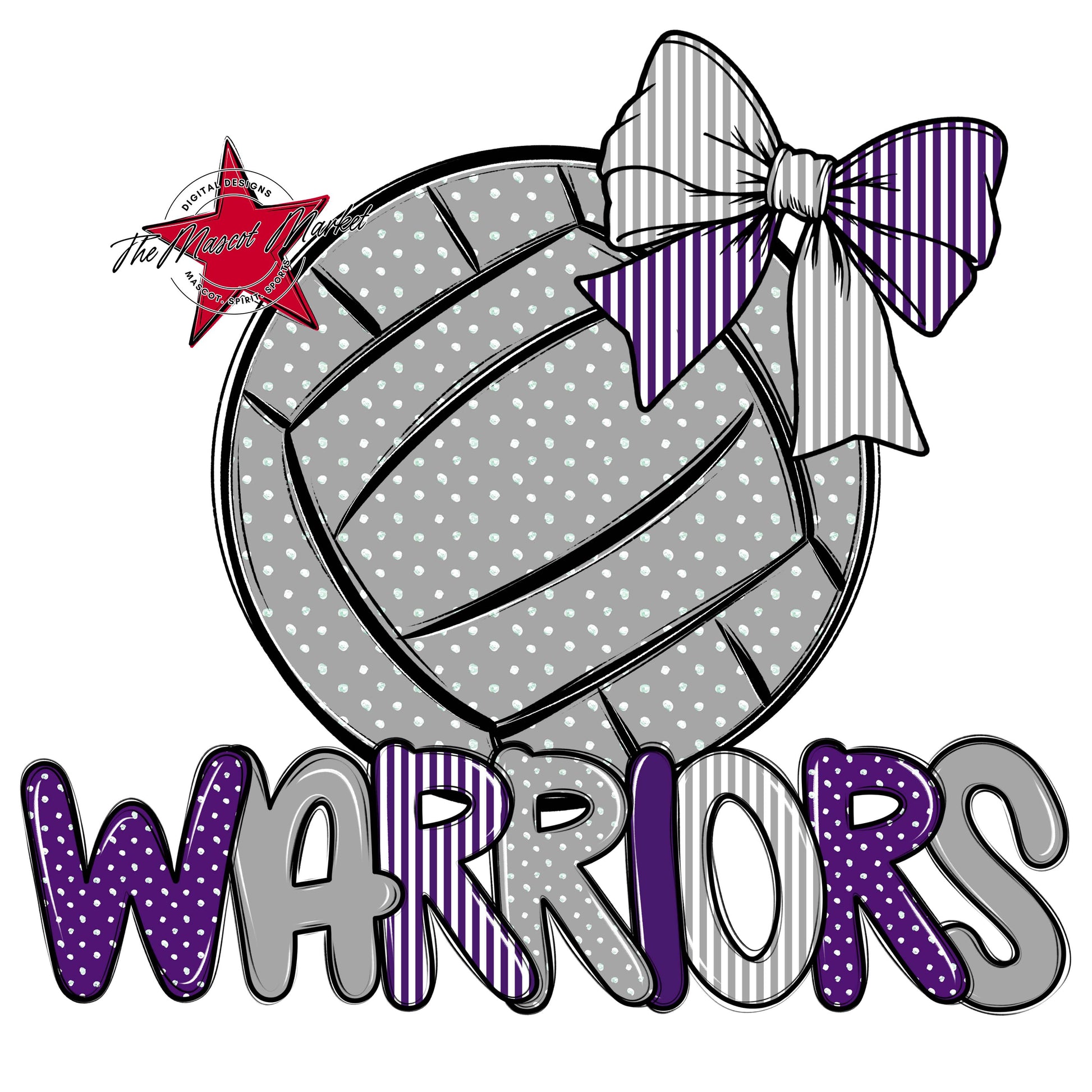 Warriors Volleyball Spirit Design-Purple & Grey