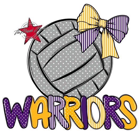 Warriors Volleyball Spirit Design-Purple & Yellow