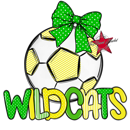 Wildcats Soccer Spirit Design-Bright Green & Bright Yellow