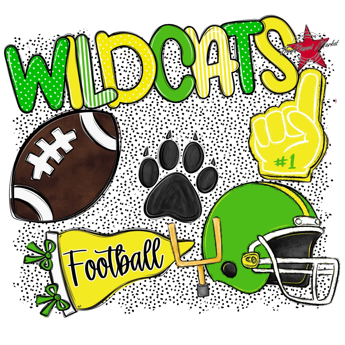 Wildcats Football Spirit-Bright Green & Bright Yellow