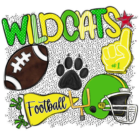 Wildcats Football Spirit-Bright Green & Bright Yellow