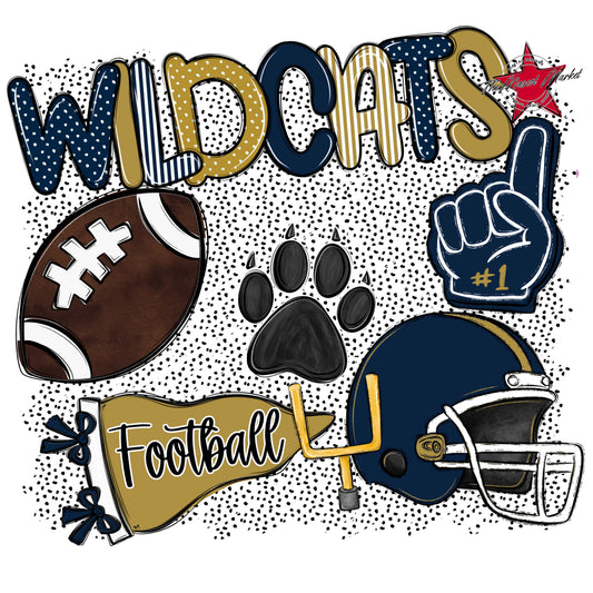 Wildcats Football Spirit-Navy & Gold