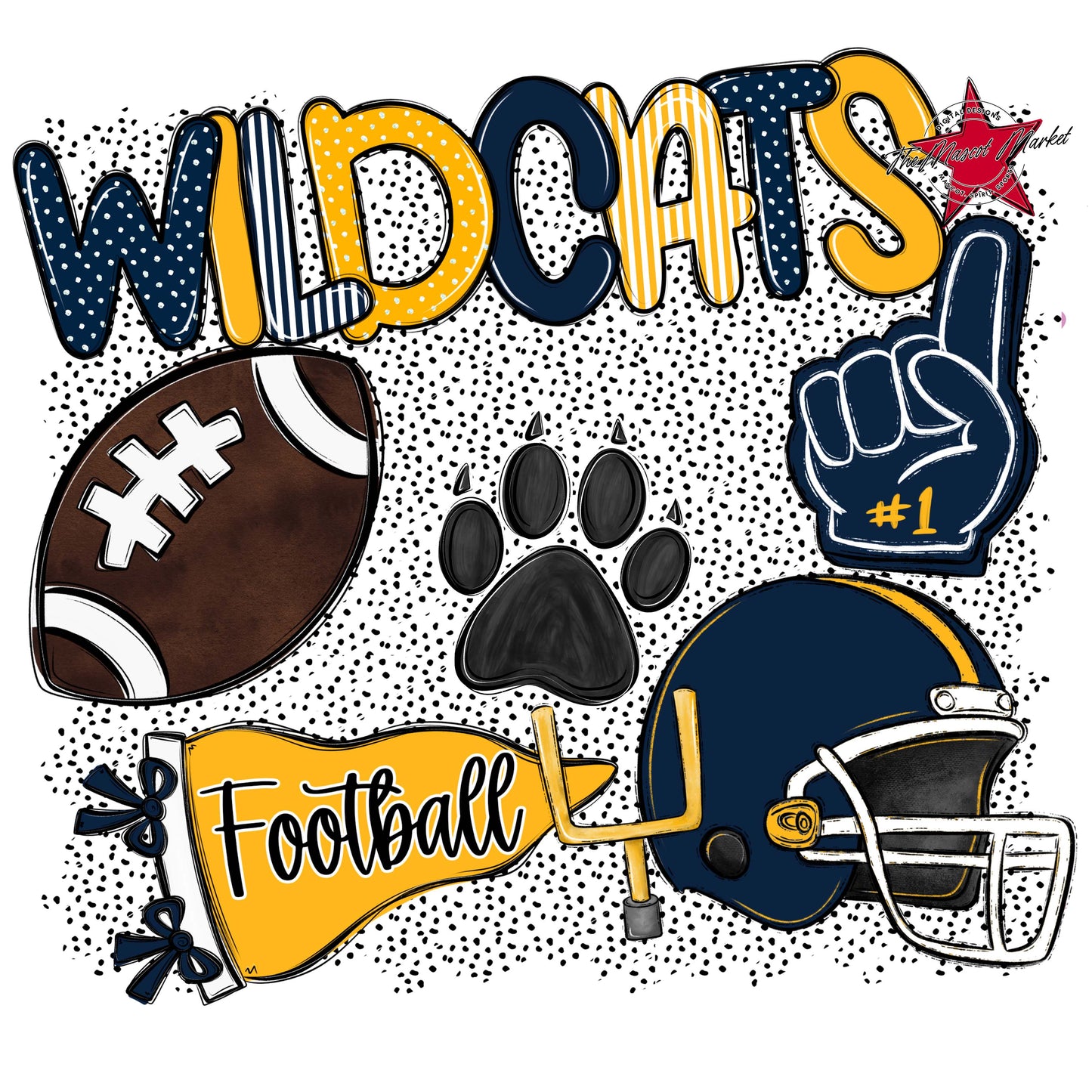 Wildcats Football Spirit-Navy & Yellow