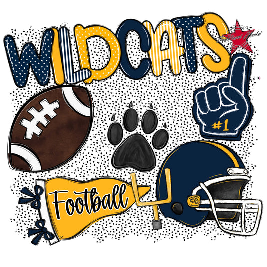 Wildcats Football Spirit-Navy & Yellow