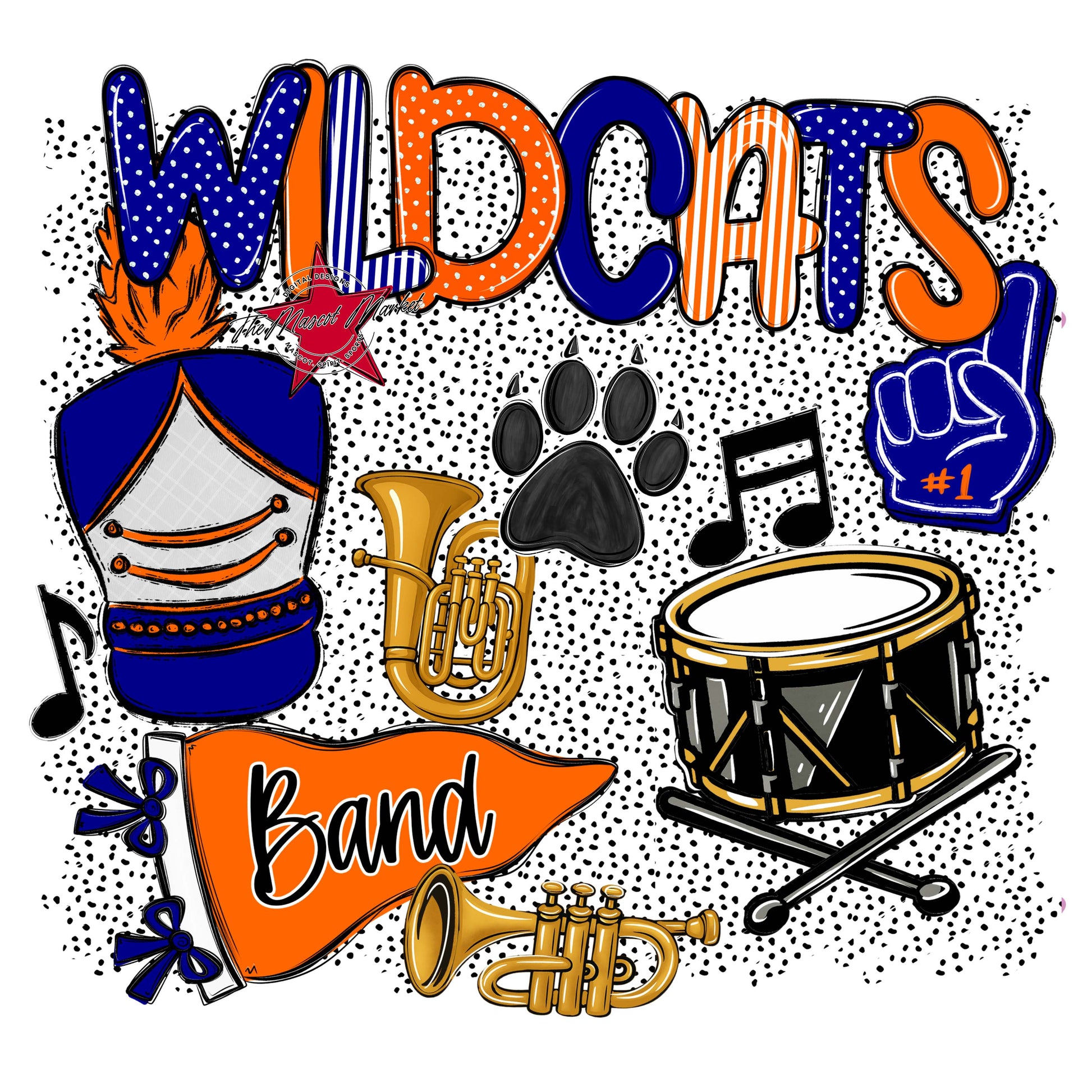 Wildcats Band Spirit-Blue & Orange