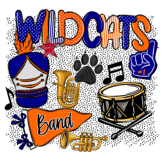 Wildcats Band Spirit-Blue & Orange