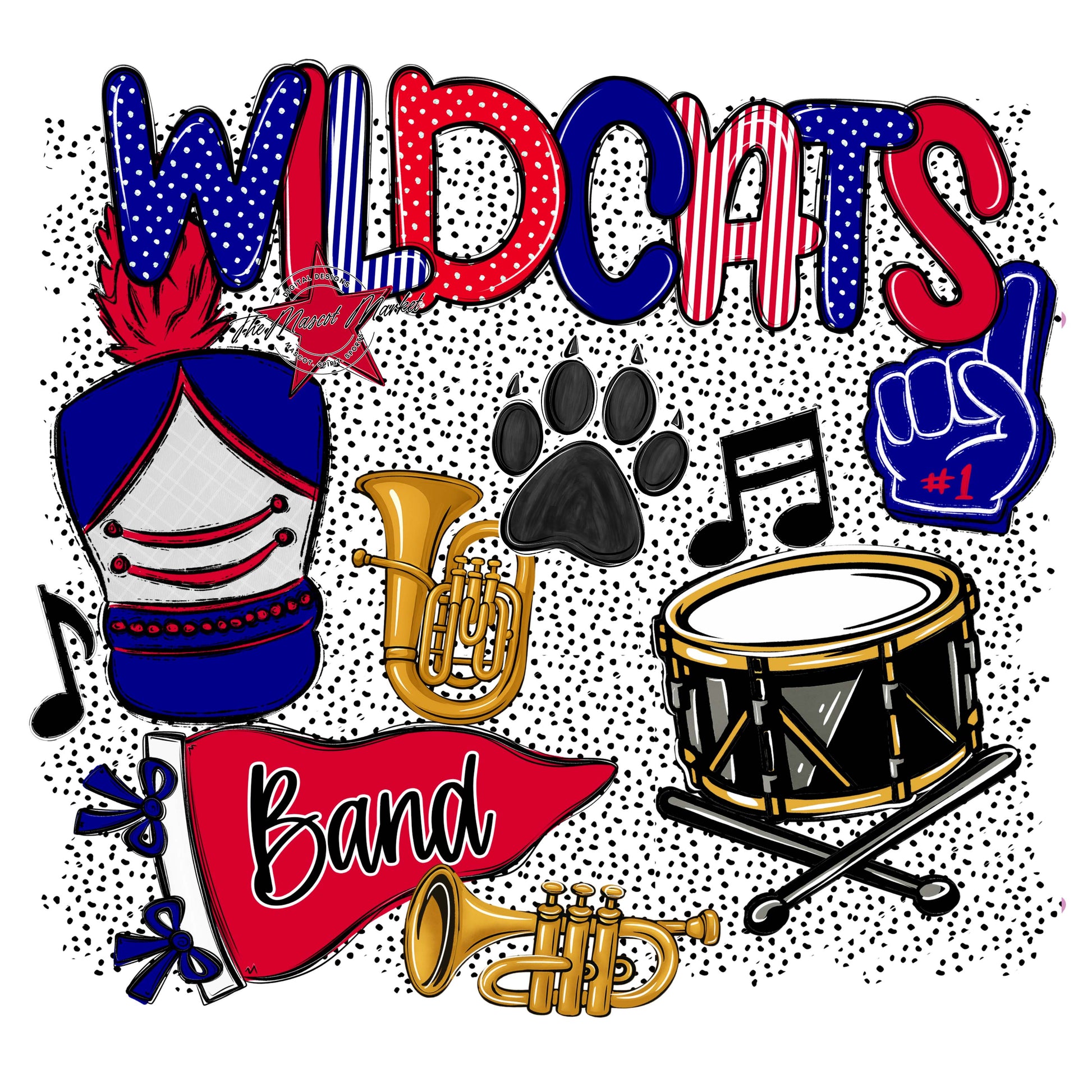 Wildcats Band Spirit-Blue & Red