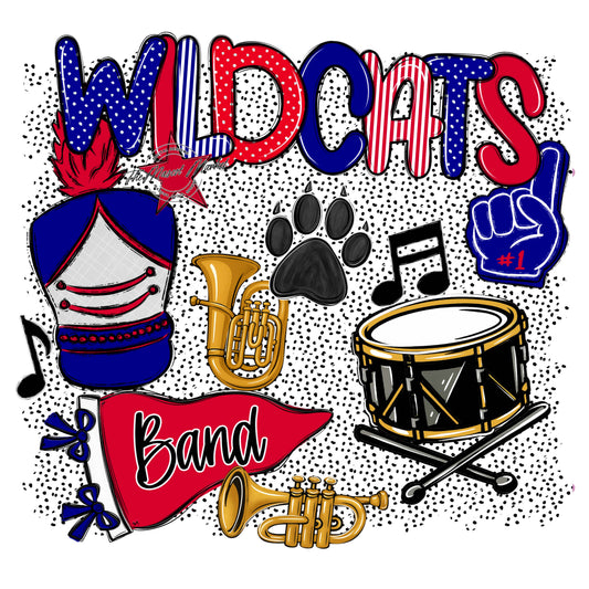 Wildcats Band Spirit-Blue & Red