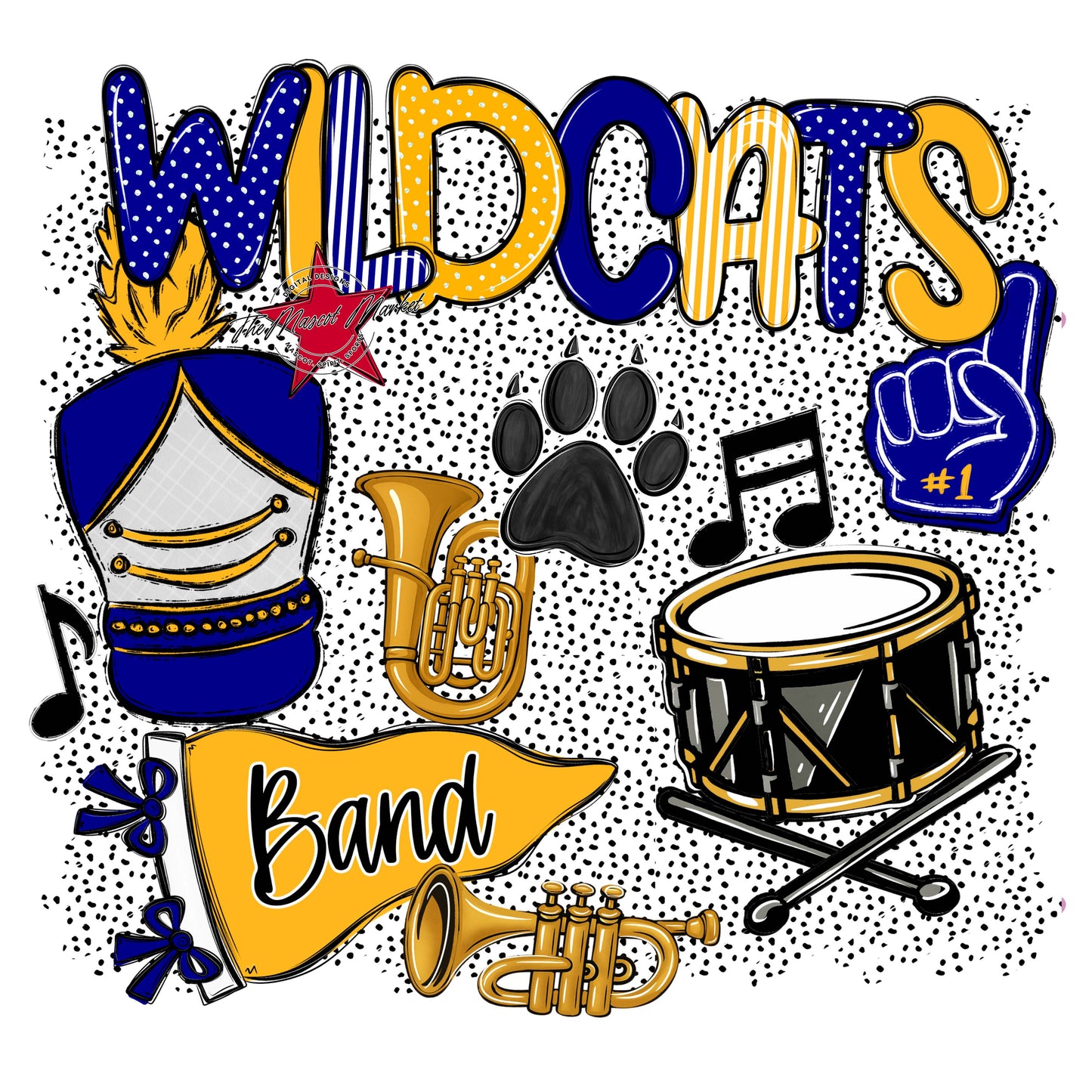 Wildcats Band Spirit-Blue & Yellow