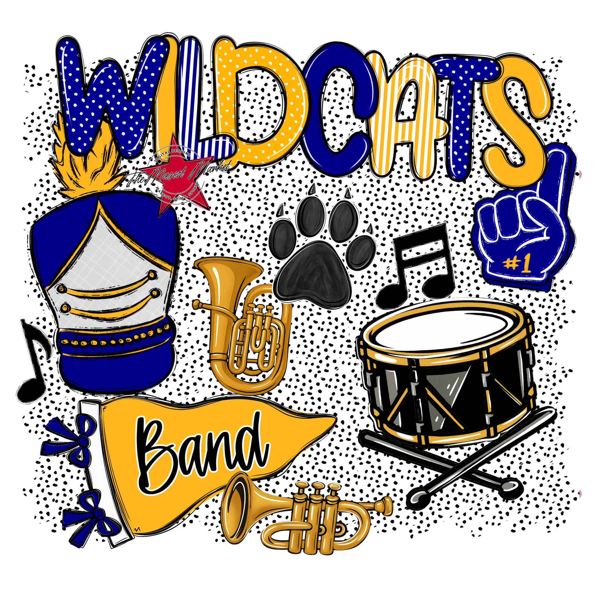 Wildcats Band Spirit-Blue & Yellow