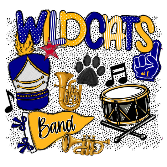Wildcats Band Spirit-Blue & Yellow