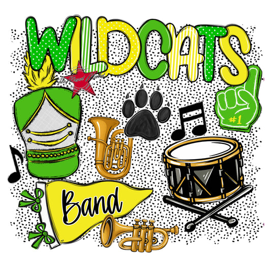 Wildcats Band Spirit-Bright Green & Bright Yellow