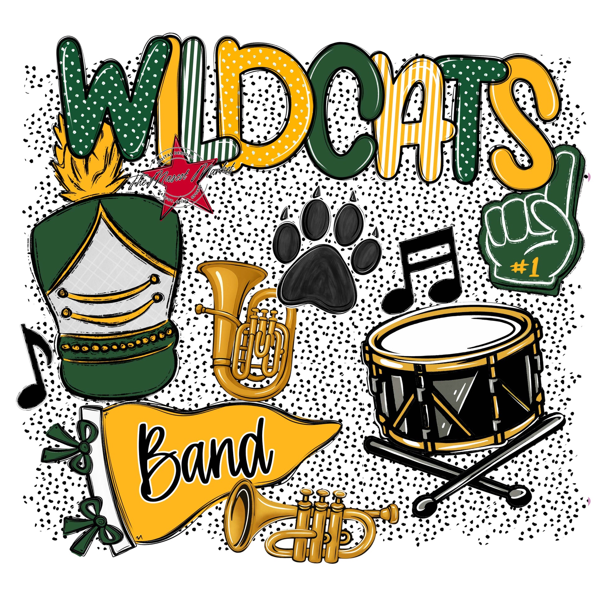 Wildcats Band Spirit-Green & Yellow