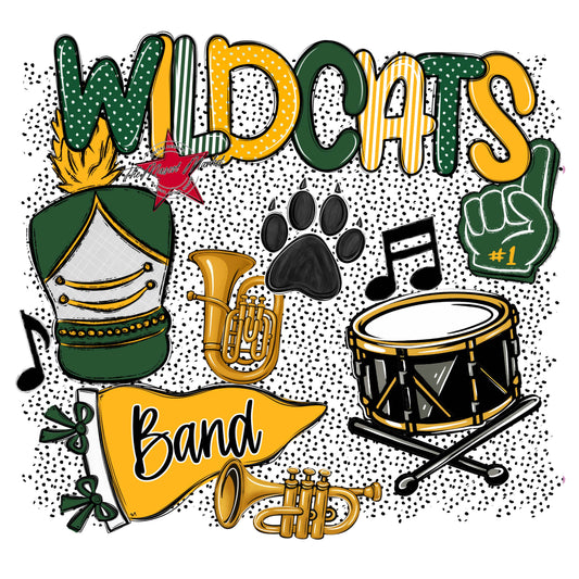 Wildcats Band Spirit-Green & Yellow
