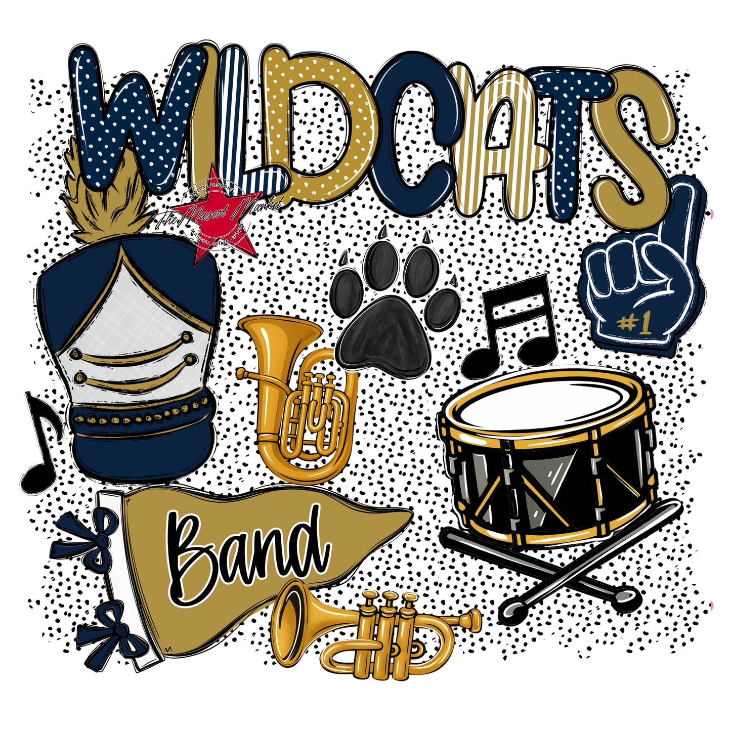 Wildcats Band Spirit-Navy & Gold