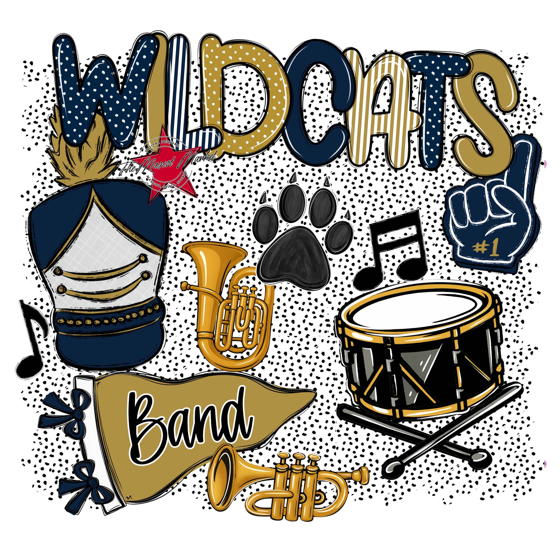 Wildcats Band Spirit-Navy & Gold