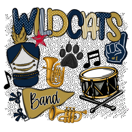 Wildcats Band Spirit-Navy & Gold