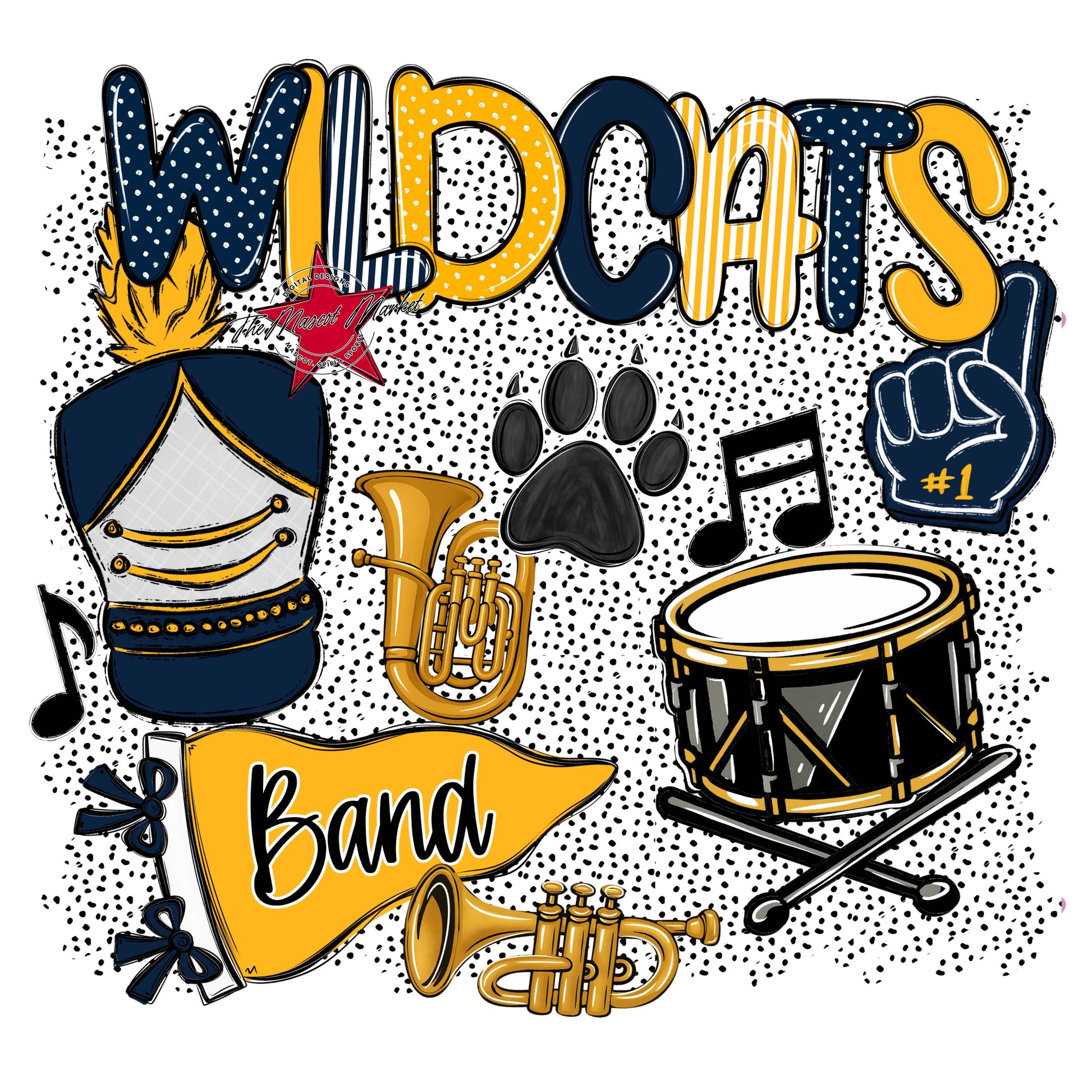 Wildcats Band Spirit-Navy & Yellow