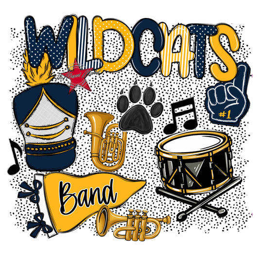 Wildcats Band Spirit-Navy & Yellow