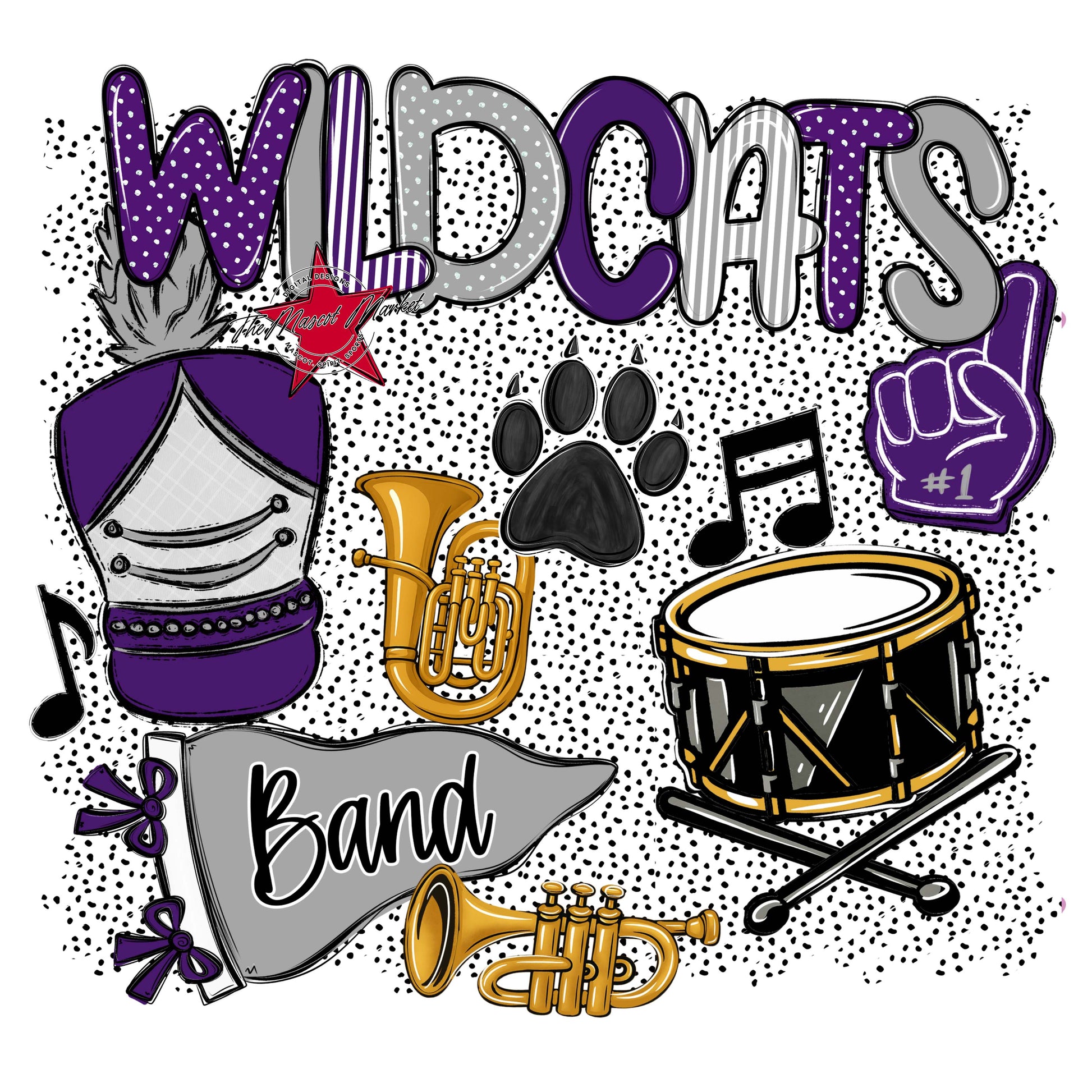 Wildcats Band Spirit-Purple & Grey