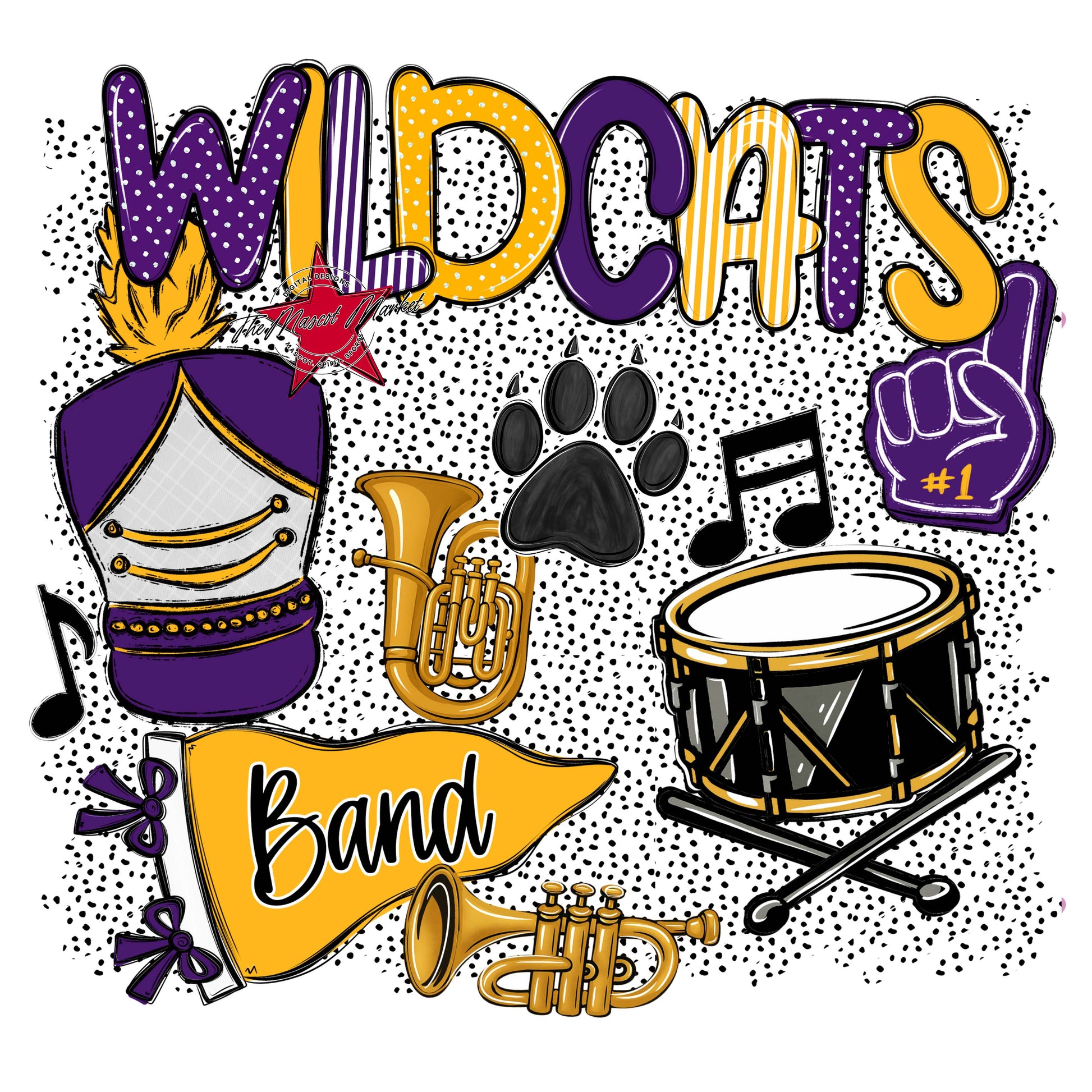 Wildcats Band Spirit-Purple & Yellow