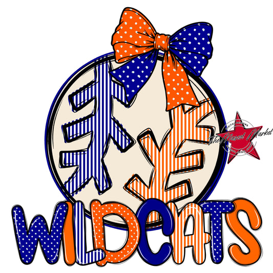 Wildcats Baseball-Softball Spirit Design-Blue & Orange